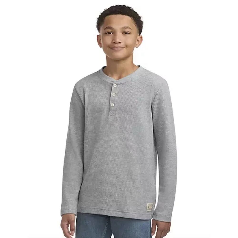 LEVIS‎ Boys Youth Long Sleeves Thermal Shirt Soft Knit Relaxed Fit Gray 14/16 XL